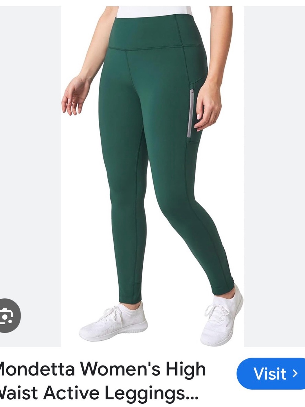Mondetta Forest Green High-Rise Active Leggings with Side Zip